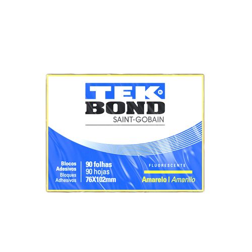Bloco De Notas Adesivo - 7,6Cm X 10,2Cm - Amarelo Fluorescente - 90 Folhas - Tekbond