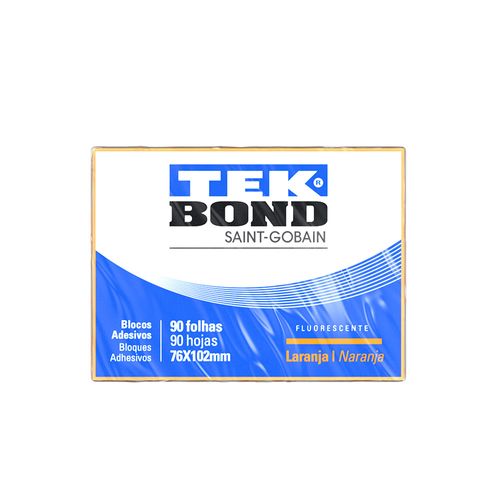 Bloco De Notas Adesivo - 7,6Cm X 10,2Cm - Laranja Fluorescente - 90 Folhas - Tekbond