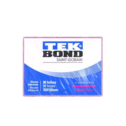Bloco De Notas Adesivo - 7,6Cm X 10,2Cm - Rosa Fluorescente - 90 Folhas - Tekbond