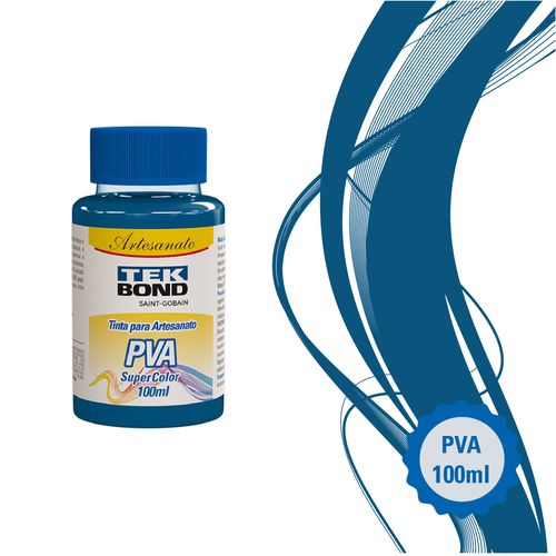 Tinta PVA Super Color Azul Ciano 100ml Frasco - Tekbond