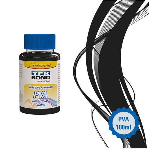 Tinta PVA Super Color Preto 100ml Frasco - Tekbond