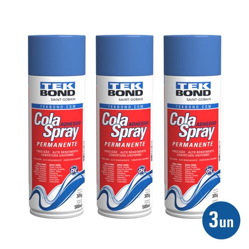 Kit 3 Cola Spray Permanente 305G 500ml - Tekbond