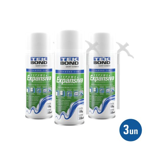Kit 3 Espuma Expansiva De PU 180G 300ml - Tekbond
