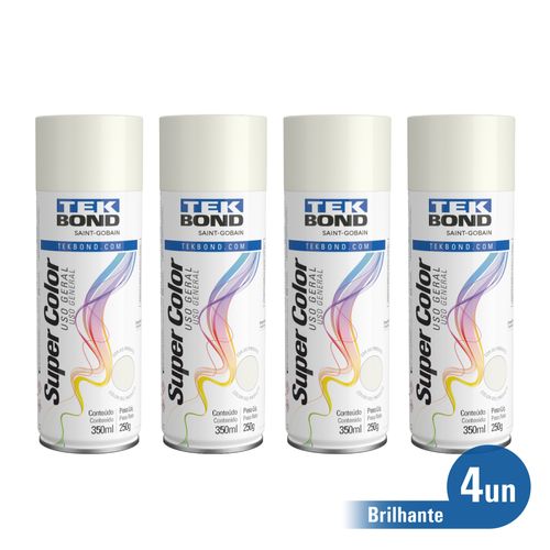Kit 4 Tinta Spray Branco Brilhante 350ml 250G - Tekbond