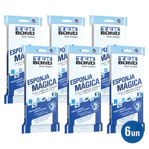 Kit 6 Pacotes Esponja Mágica  3 unid. - Tekbond