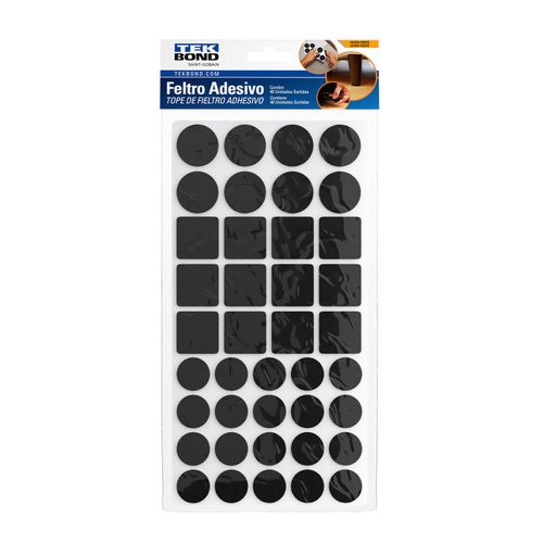 Kit Feltro Protetor Adesivo Preto - 40 unidades  - Tekbond