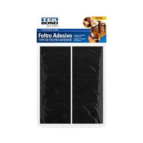 Feltro Protetor Adesivo Preto 127mm X 51mm - 2 un - Tekbond