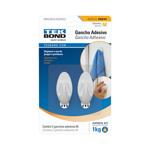 Gancho Ambar De Plástico Branco M - Tekbond