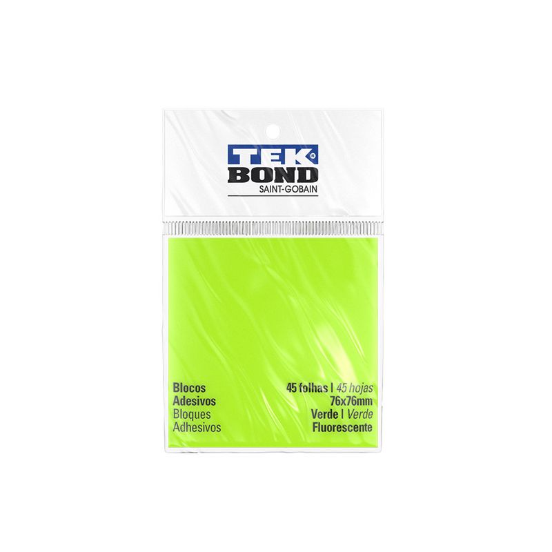 Bloco-De-Notas-Adesivo---76Cm-X-76Cm---Verde-Fluorescente---45-Folhas---Tekbond-TB-20951040003