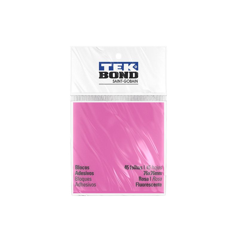 Bloco-De-Notas-Adesivo---76Cm-X-76Cm---Rosa-Fluorescente---45-Folhas---Tekbond-TB-20951050003
