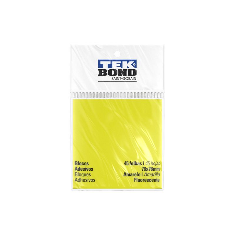 Bloco-De-Notas-Adesivo---76Cm-X-76Cm---Amarelo-Fluorescente---45-Folhas---Tekbond-TB-20951020003