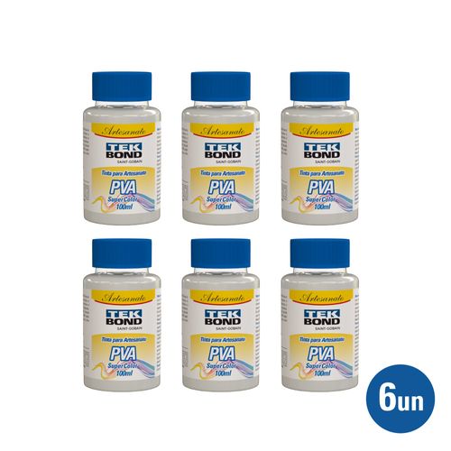 Kit 6 unid. Tinta PVA Super Color Branco 100ml - Tekbond