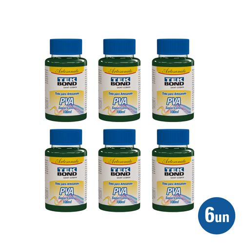 Kit 6 unid. Tinta PVA Super Color Verde Floresta 100ml - Tekbond