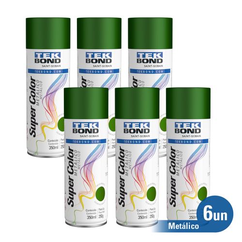 Kit 6 unid. Tinta Spray Uso Geral Verde Metálico 350ml 250G - Tekbond