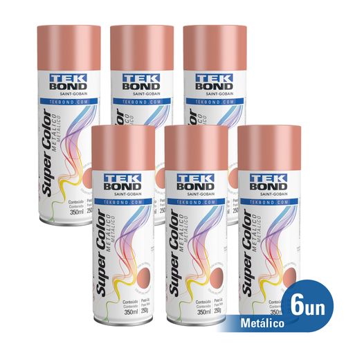 Kit 6 unid. Tinta Spray Uso Geral Ouro Metálico 350ml 250G - Tekbond