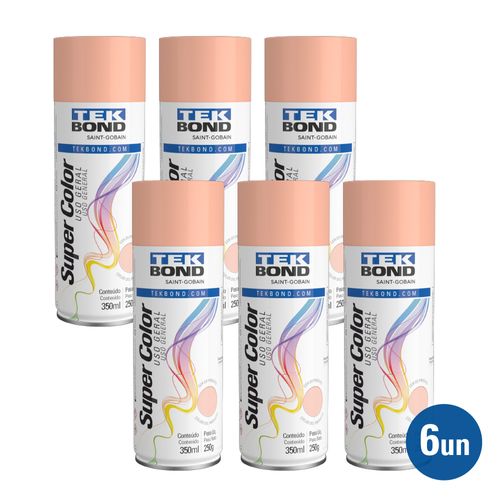 Kit 6 unid. Tinta Spray Uso Geral Rosal 350ml 250G - Tekbond