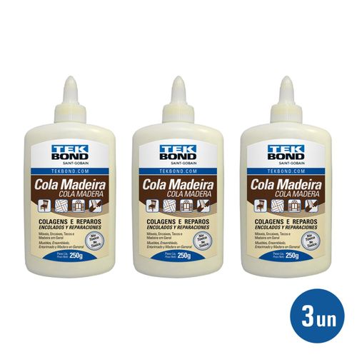 Kit 3 unid. Cola Madeira  250g - Tekbond