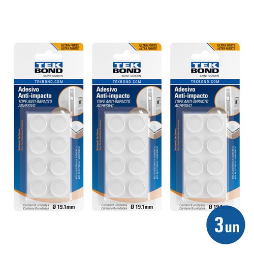 Kit 3 unid. Adesivo Protetor Anti Impacto - Bumper Redondo M - Tekbond