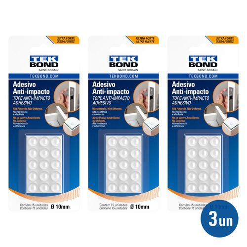 Kit 3 unid. Adesivo Protetor Anti Impacto - Bumper Redondo P - Tekbond